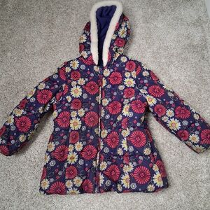London Fog Floral Girls' Puffer Jacket with Hood Size 6X (L)